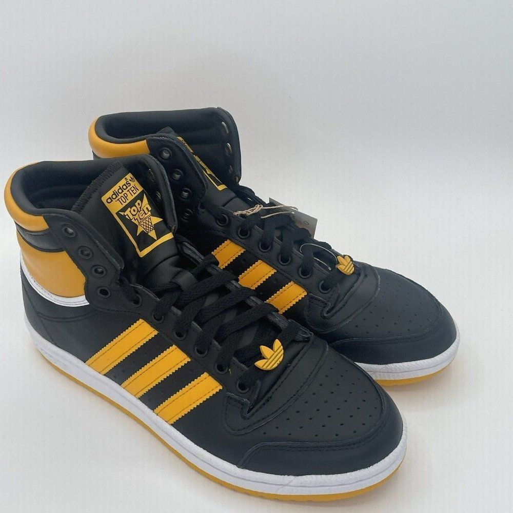 Adidas Top Ten Hi Top Mens Basketball Shoes Black Gold FZ5888 NEW - Picture 1 of 11